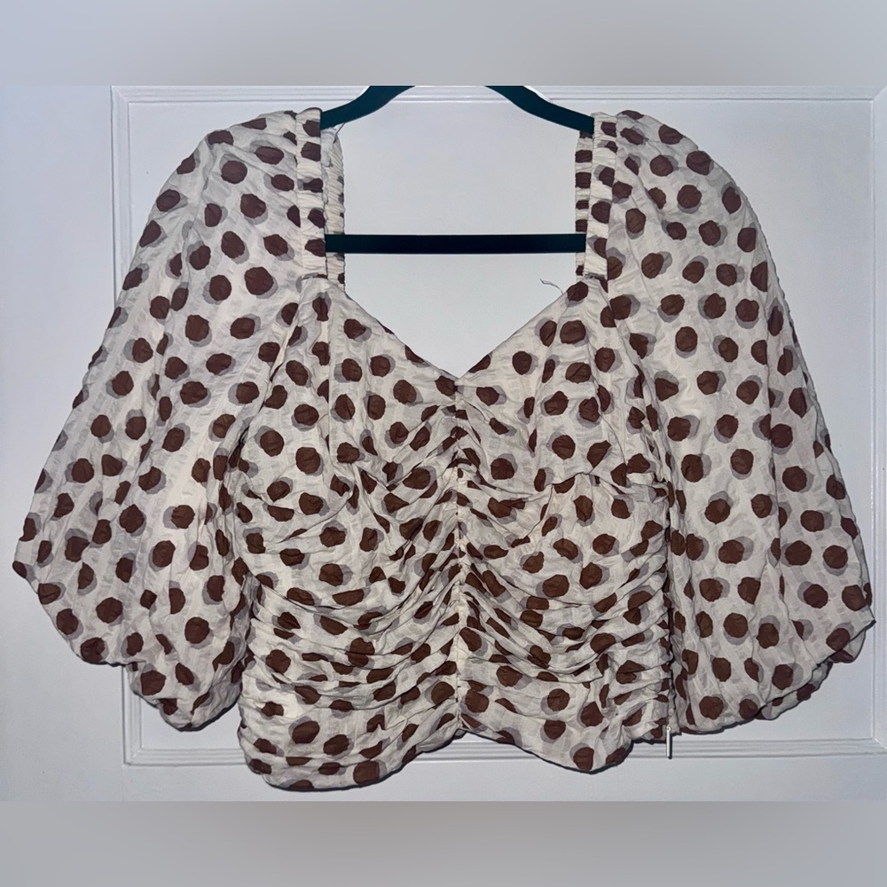 Mango MNG Ruched Polka-Dot Crop Top
Puff Sleeves Size US 8 / M Party Club Casual